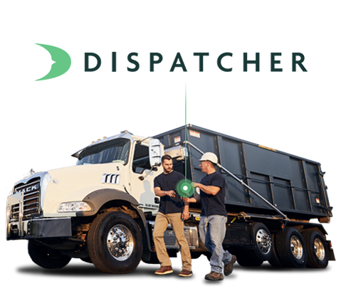 Dispatcher.com Logo with Roll Off Truck