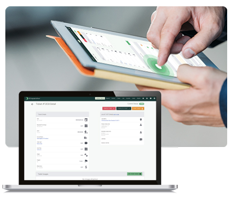 Desktop and Tablet Views of Order Management System.