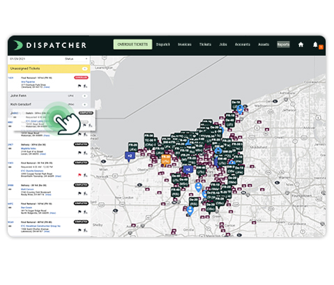 Screenshot of Dispatcher Map View of Atlanta.