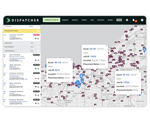 Screenshot of Asset List and Locations on the Map.